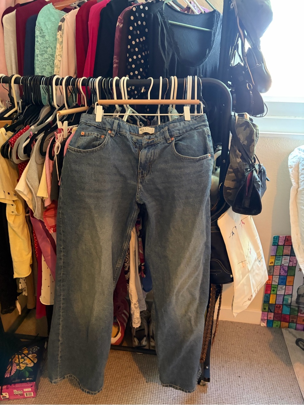 Motel Rocks Mid-Blue Straight-Leg Jeans
